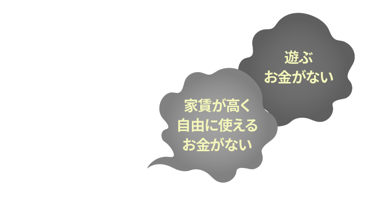 遊ぶお金がない 家賃が高く自由に使えるお金がない