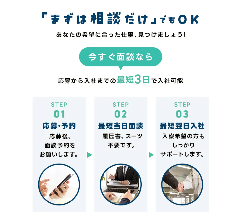 内定までカンタン3ステップ！