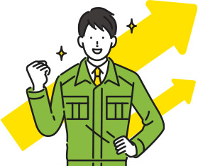 キャリアアップをイメージした作業服の男性のイラスト